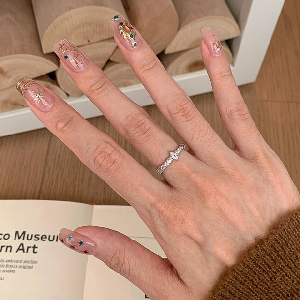 Brushed Silver Flower Ring
