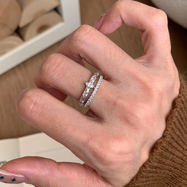 Brushed Silver Flower Ring
