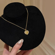 Brushed Heart Diamond Necklace