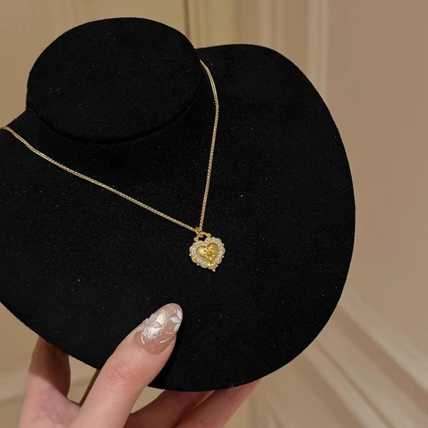Brushed Heart Diamond Necklace
