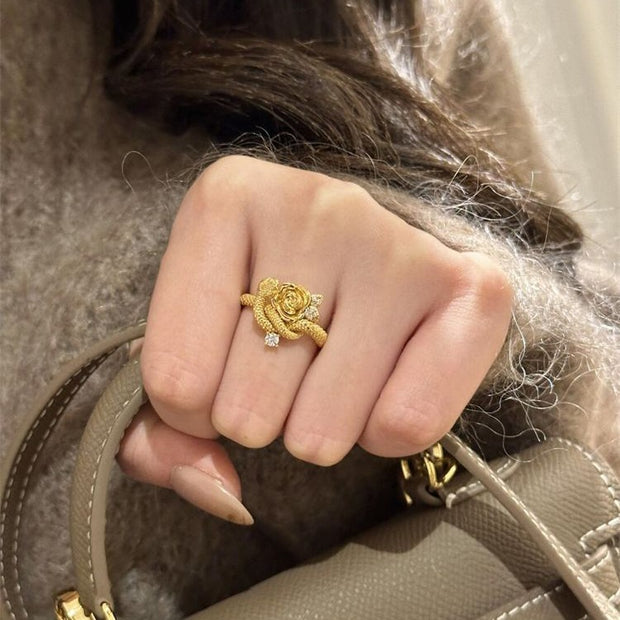 Rose Spirit Snake Wrap Ring