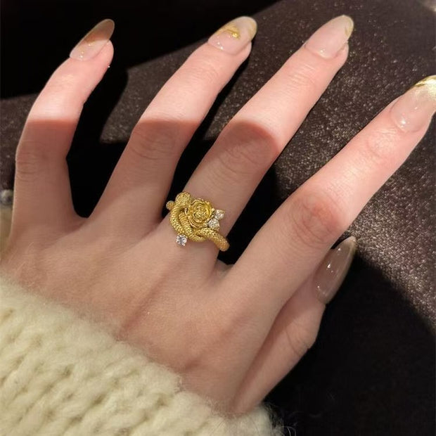 Rose Spirit Snake Wrap Ring