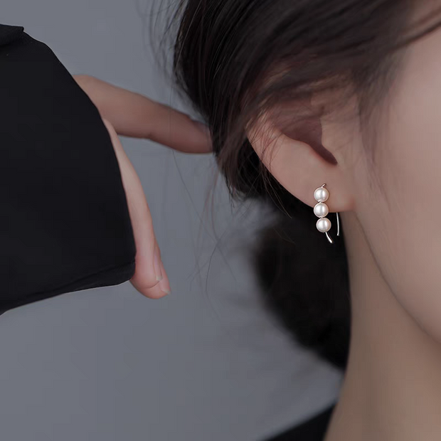 Water Drop Triple Pearl Earrings