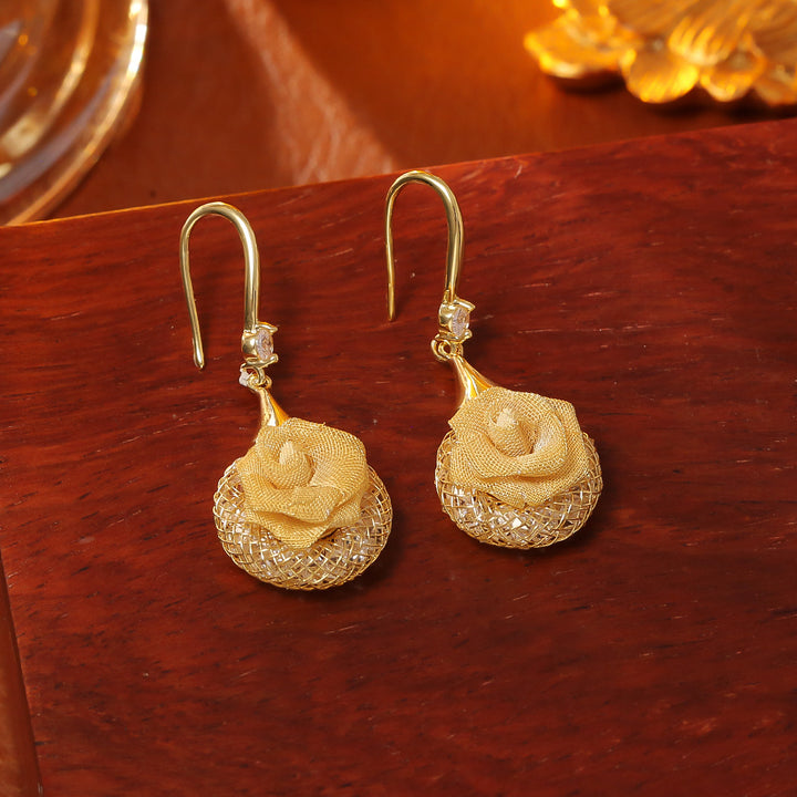 Mesh Rose Earrings
