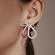 Sterling Silver Bow Pearl Earrings
