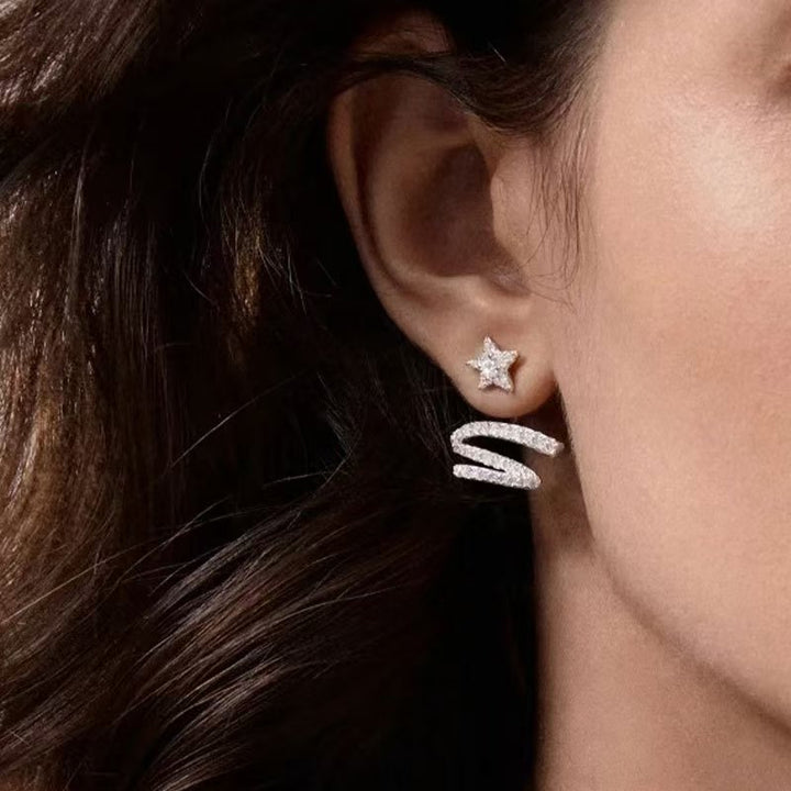 Shooting Star Zircon Hoop Earrings