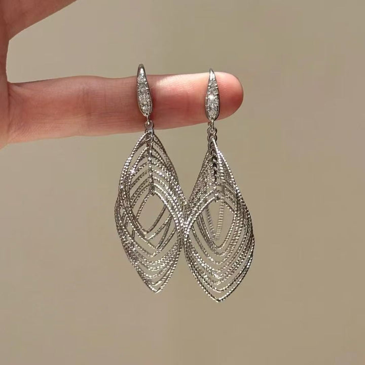 Layered Geometric Leaf Drop Earring