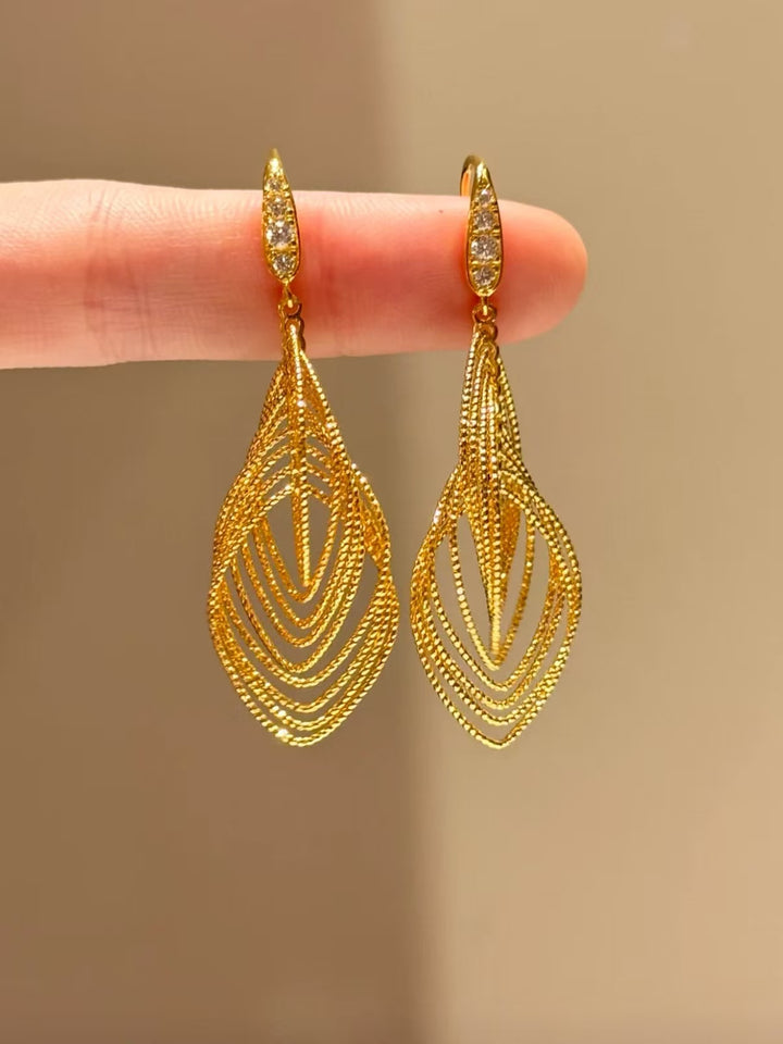 Layered Geometric Leaf Drop Earring