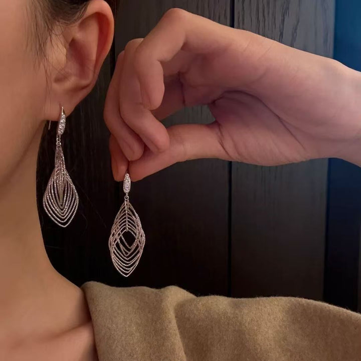 Layered Geometric Leaf Drop Earring