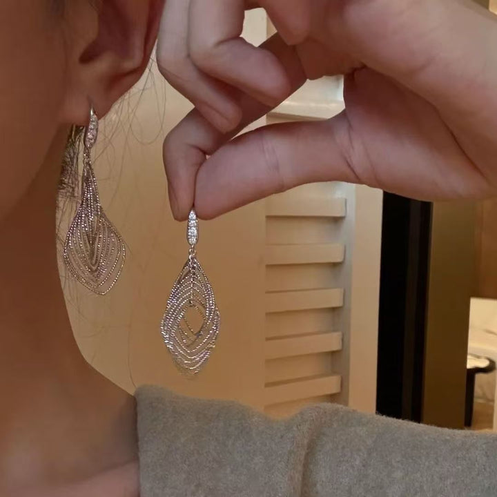 Layered Geometric Leaf Drop Earring
