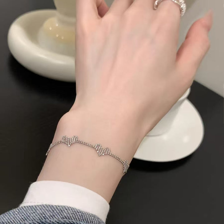 Sterling Silver Heart Link Necklace and Bracelet Set