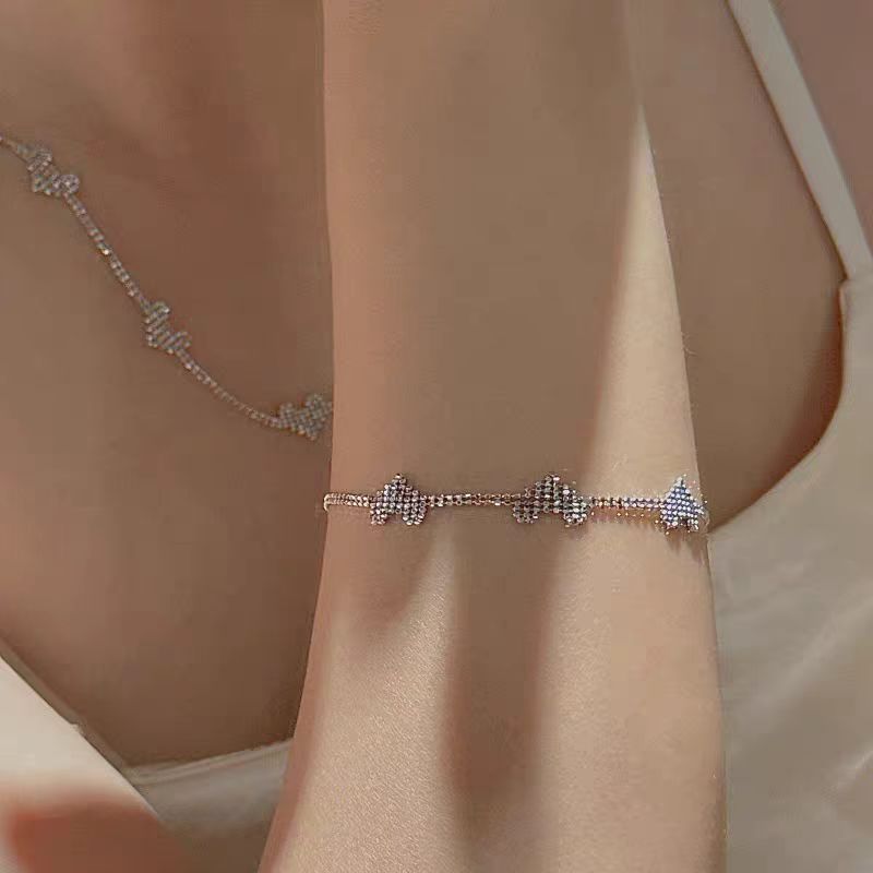 Sterling Silver Heart Link Necklace and Bracelet Set