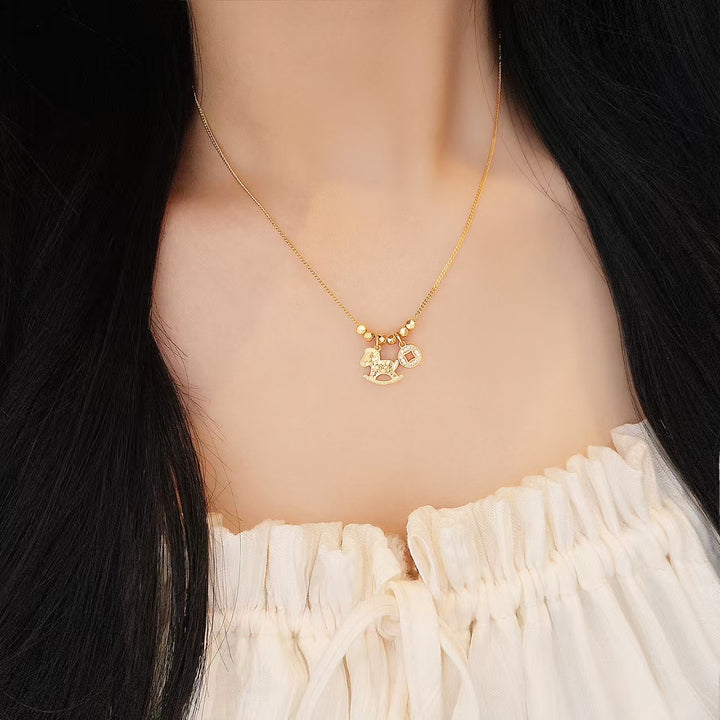 Sterling Silver Rocking Horse Pendant Necklace