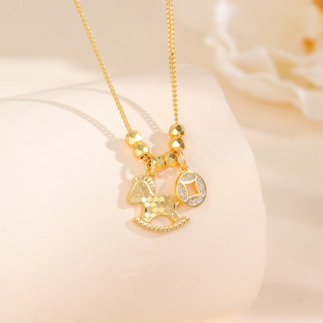 Sterling Silver Rocking Horse Pendant Necklace