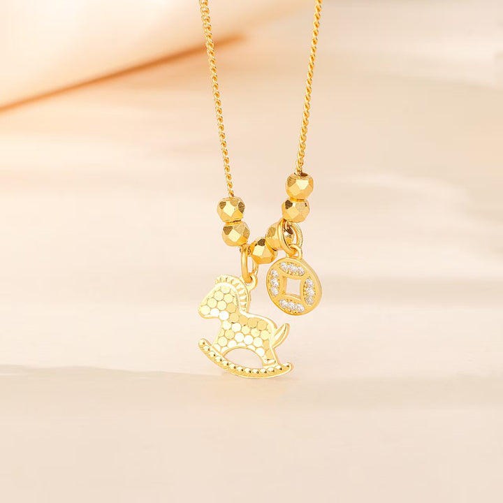 Sterling Silver Rocking Horse Pendant Necklace