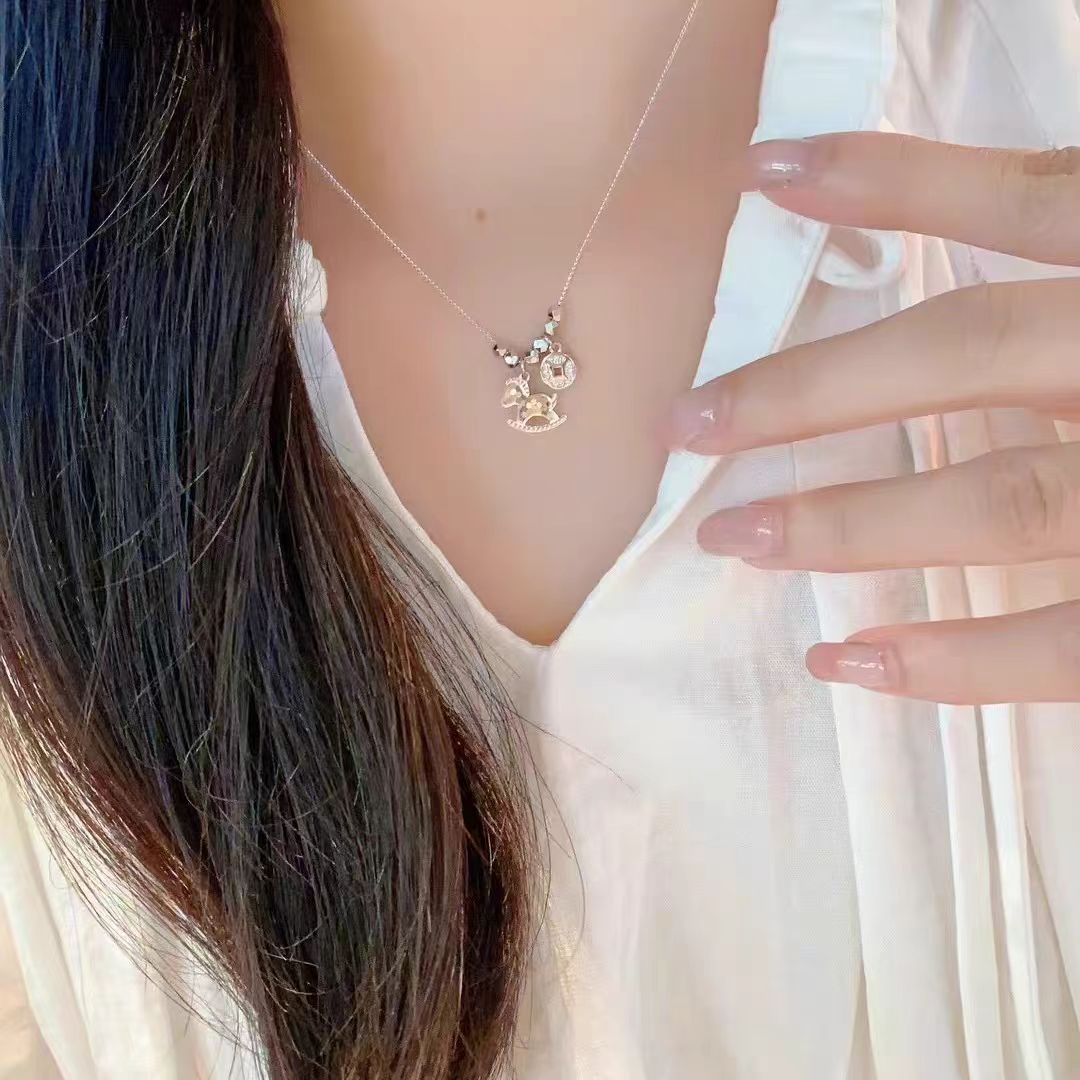 Sterling Silver Rocking Horse Pendant Necklace