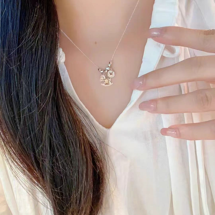 Sterling Silver Rocking Horse Pendant Necklace