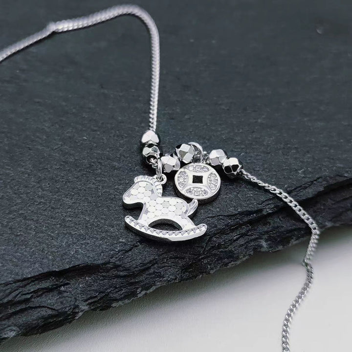Sterling Silver Rocking Horse Pendant Necklace