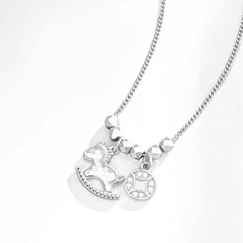 Sterling Silver Rocking Horse Pendant Necklace