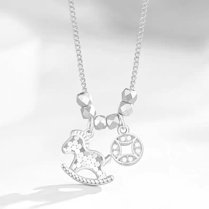 Sterling Silver Rocking Horse Pendant Necklace