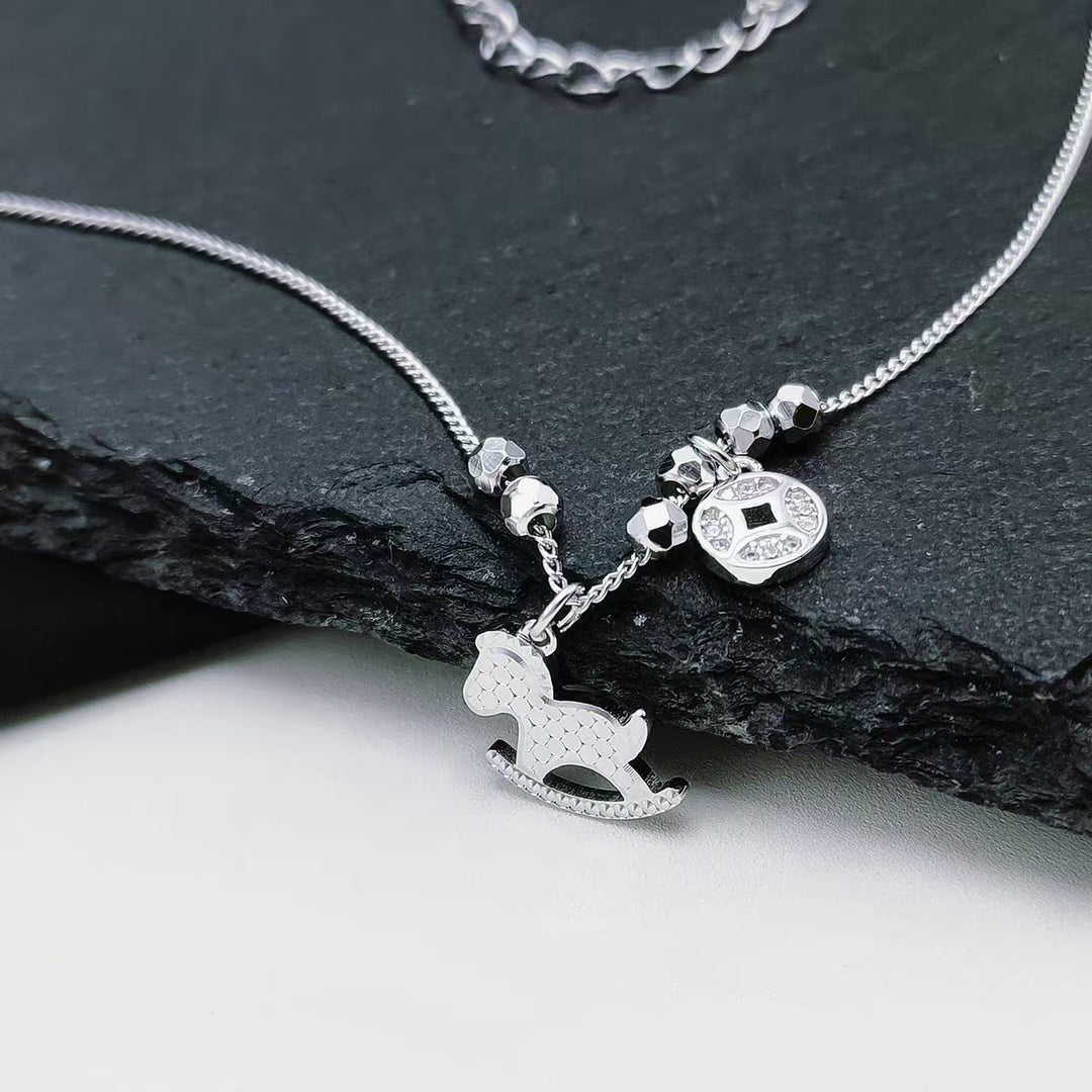 Sterling Silver Rocking Horse Pendant Necklace