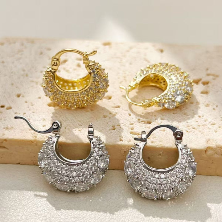 Luxury Paved Zircon Hoop Earrings