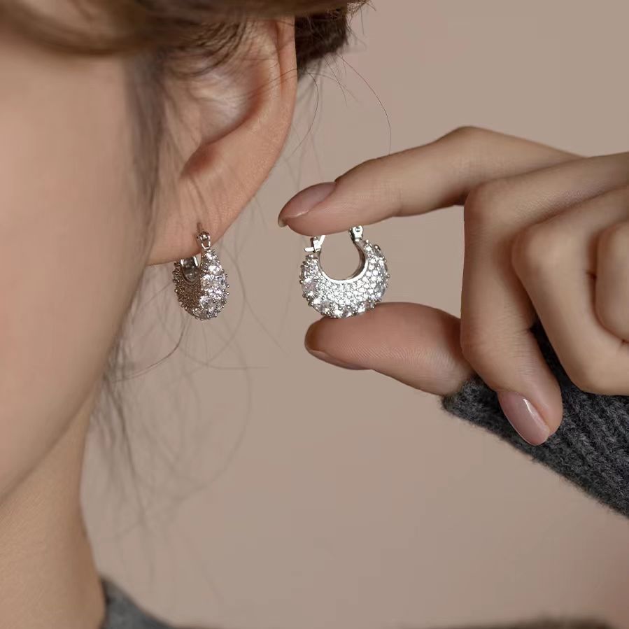 Luxury Paved Zircon Hoop Earrings