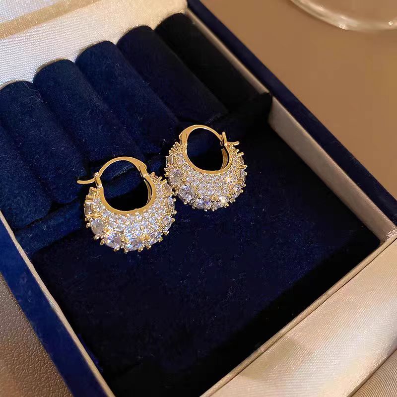 Luxury Paved Zircon Hoop Earrings