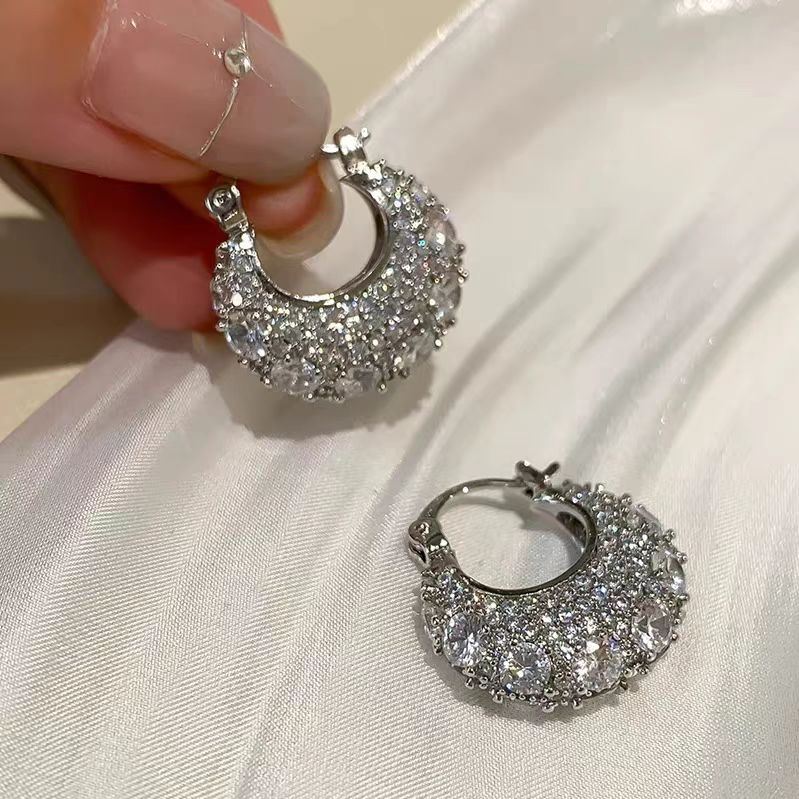 Luxury Paved Zircon Hoop Earrings