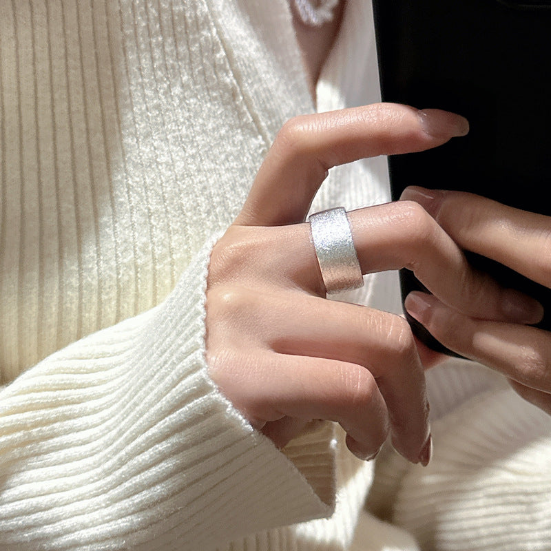 Brushed Textured Wide Band Ring