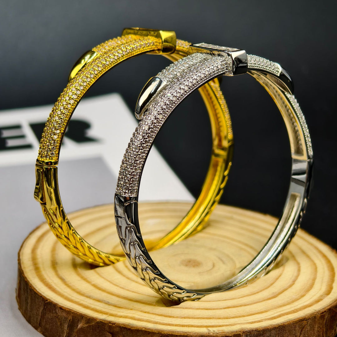 Luxury Buckle Zircon Bangle  Ring Set