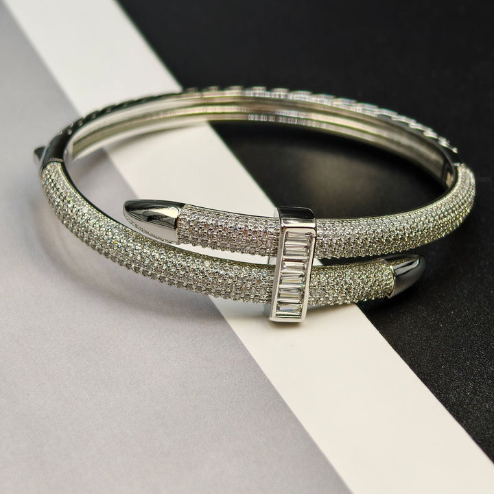 Luxury Buckle Zircon Bangle  Ring Set