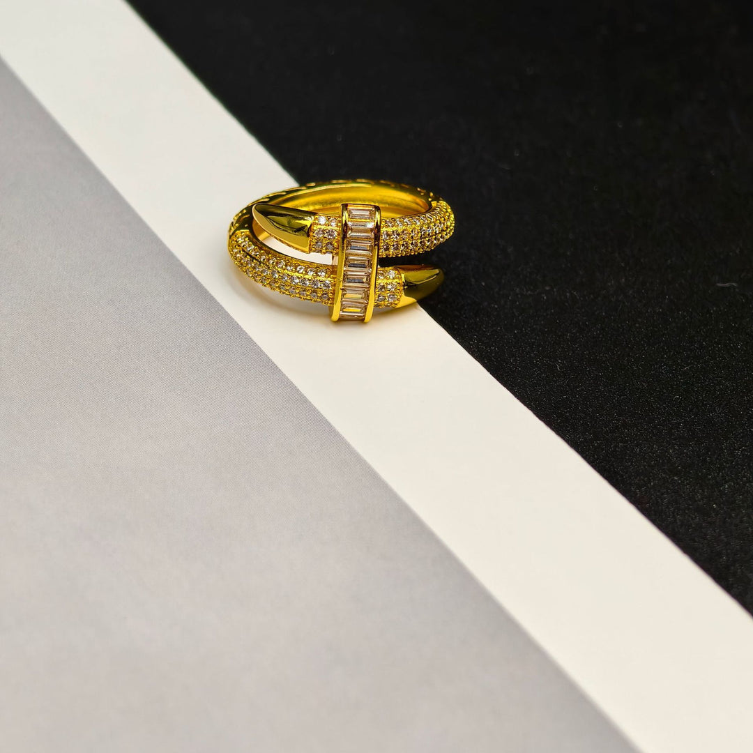 Luxury Buckle Zircon Bangle  Ring Set