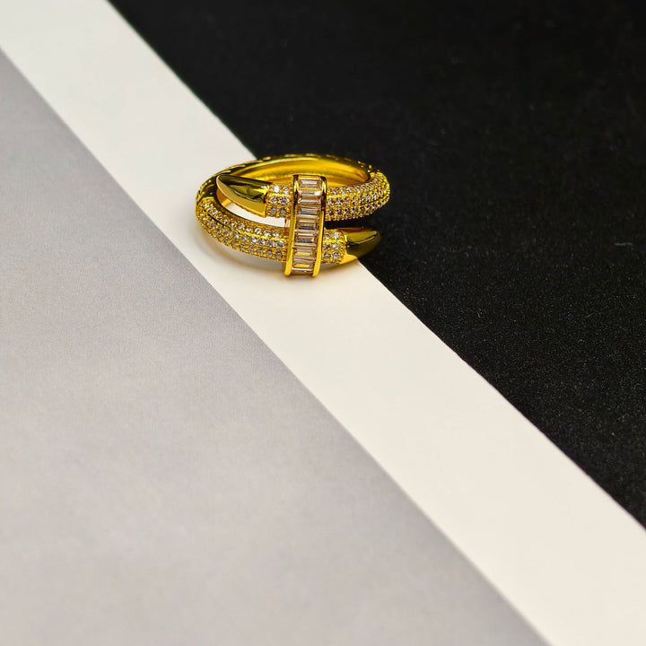 Luxury Buckle Zircon Bangle  Ring Set