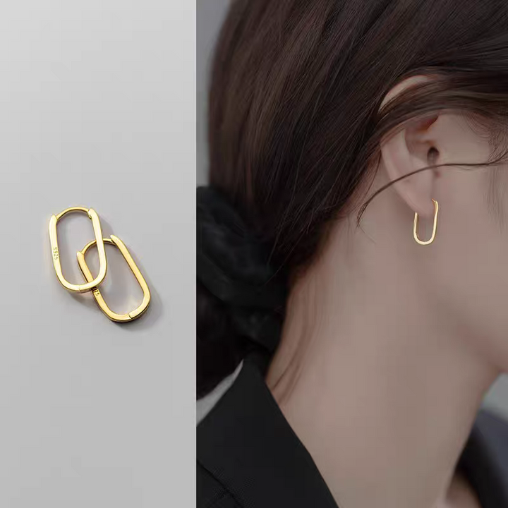 Minimalist Elongated Oval Hoop Earrings
