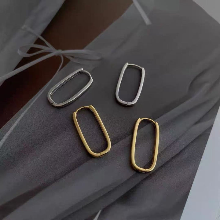 Minimalist Elongated Oval Hoop Earrings