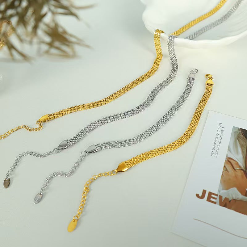 Multi-Strand Woven Chain Necklace & Bracelet Set
