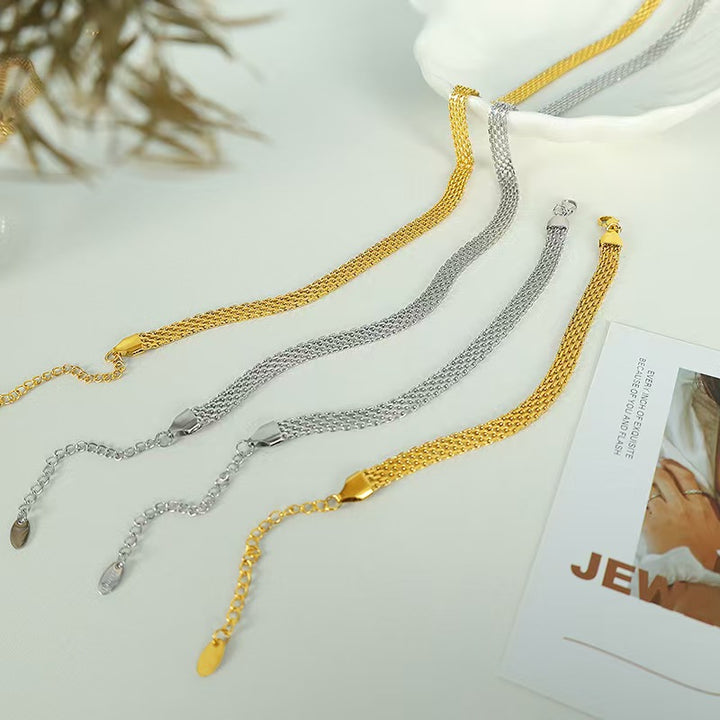 Multi-Strand Woven Chain Necklace & Bracelet Set