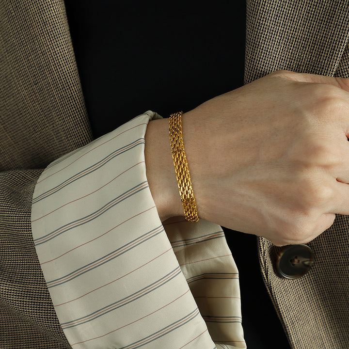 Multi-Strand Woven Chain Necklace & Bracelet Set