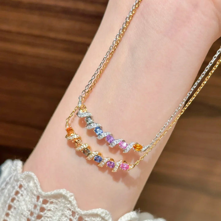 Dopamine Candy Zircon Wave Necklace