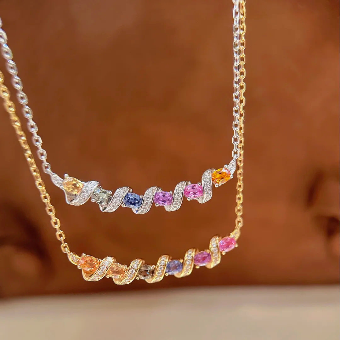 Dopamine Candy Zircon Wave Necklace