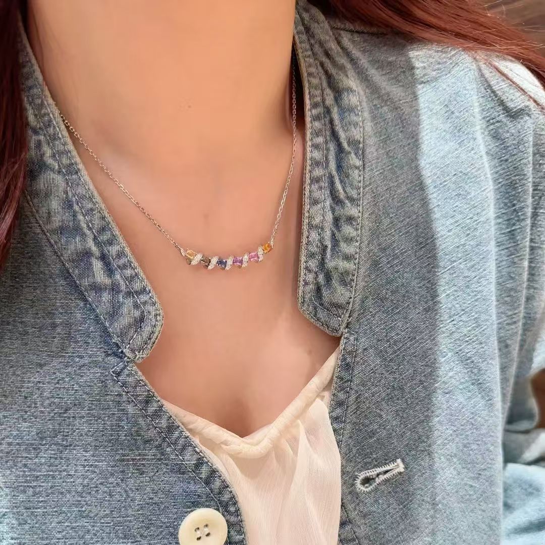 Dopamine Candy Zircon Wave Necklace