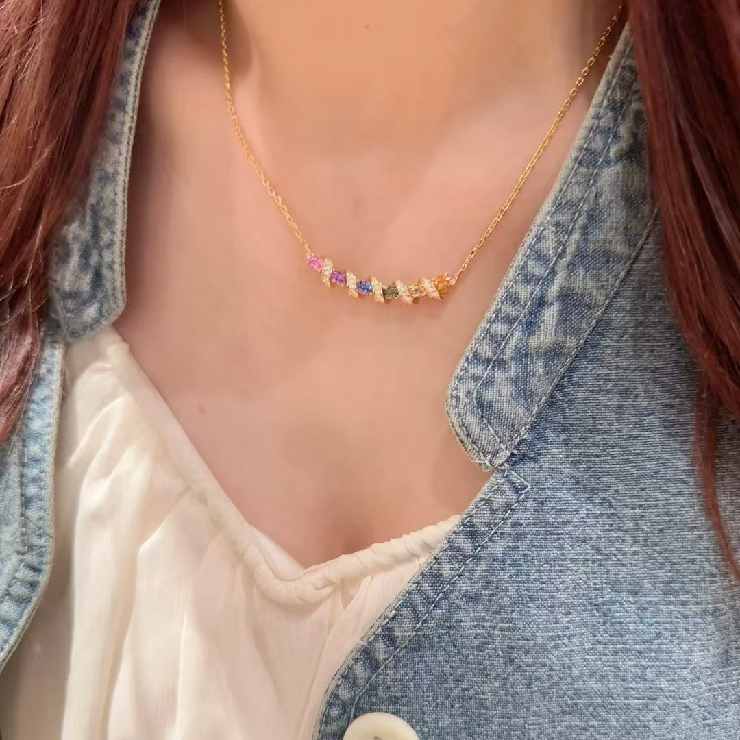 Dopamine Candy Zircon Wave Necklace