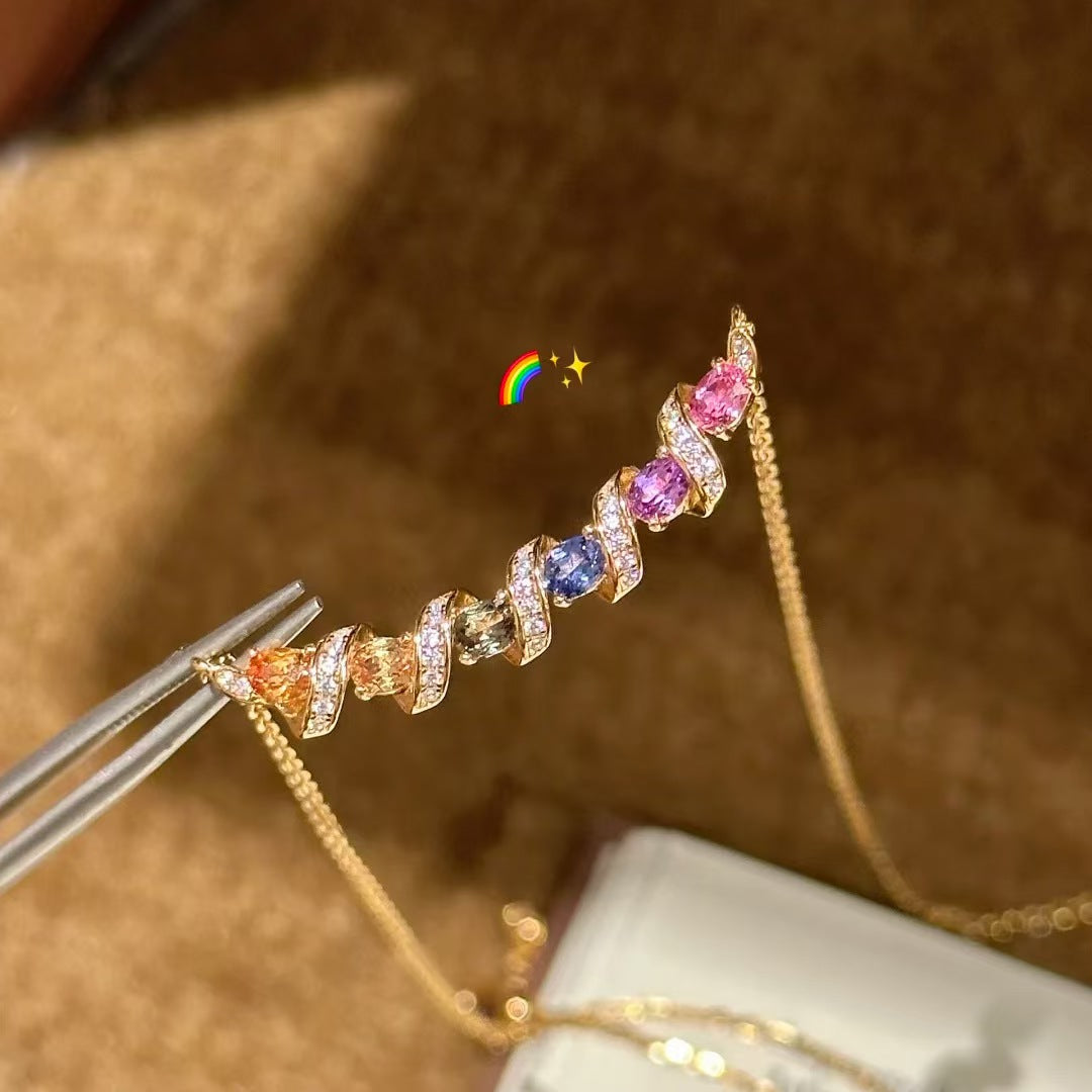 Dopamine Candy Zircon Wave Necklace