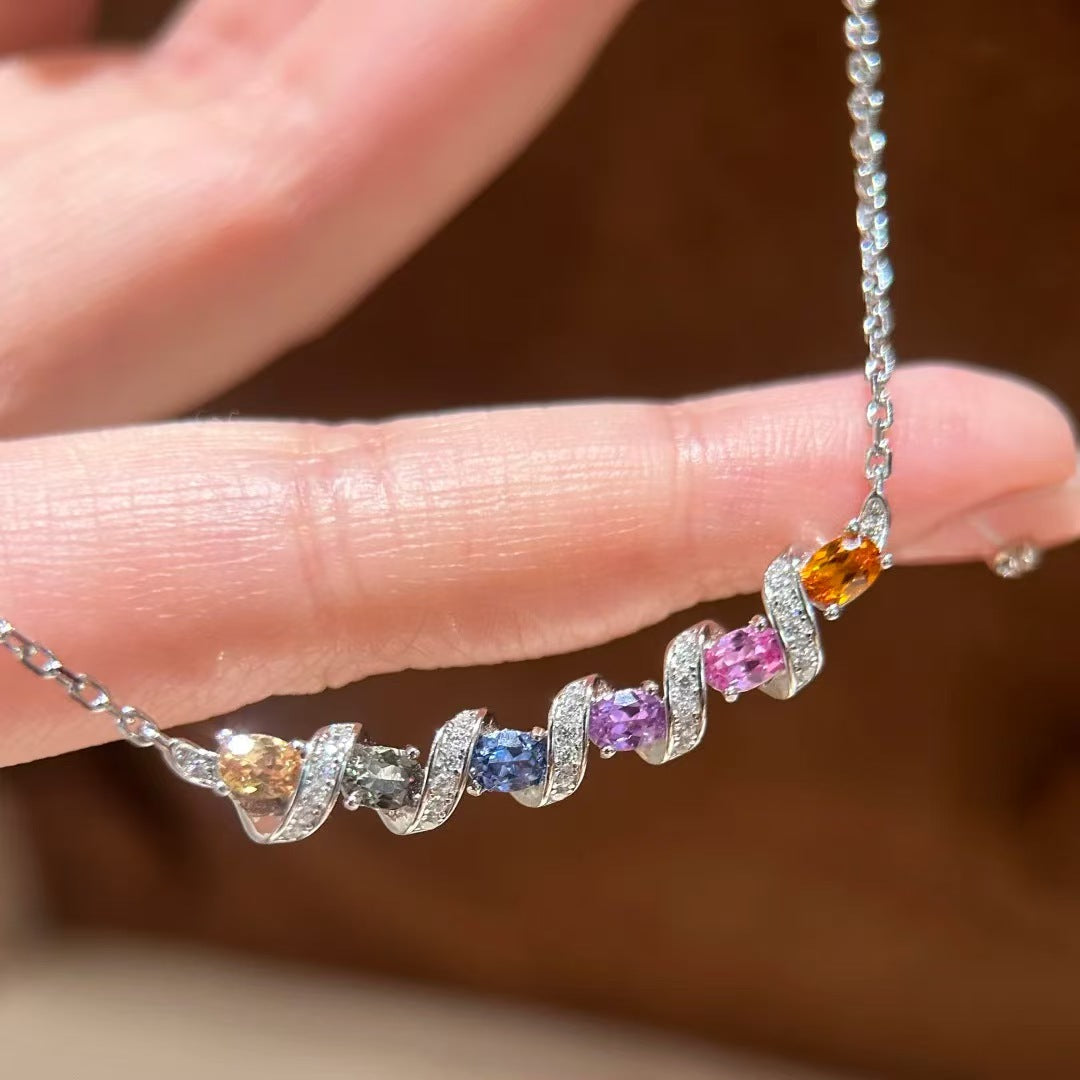 Dopamine Candy Zircon Wave Necklace