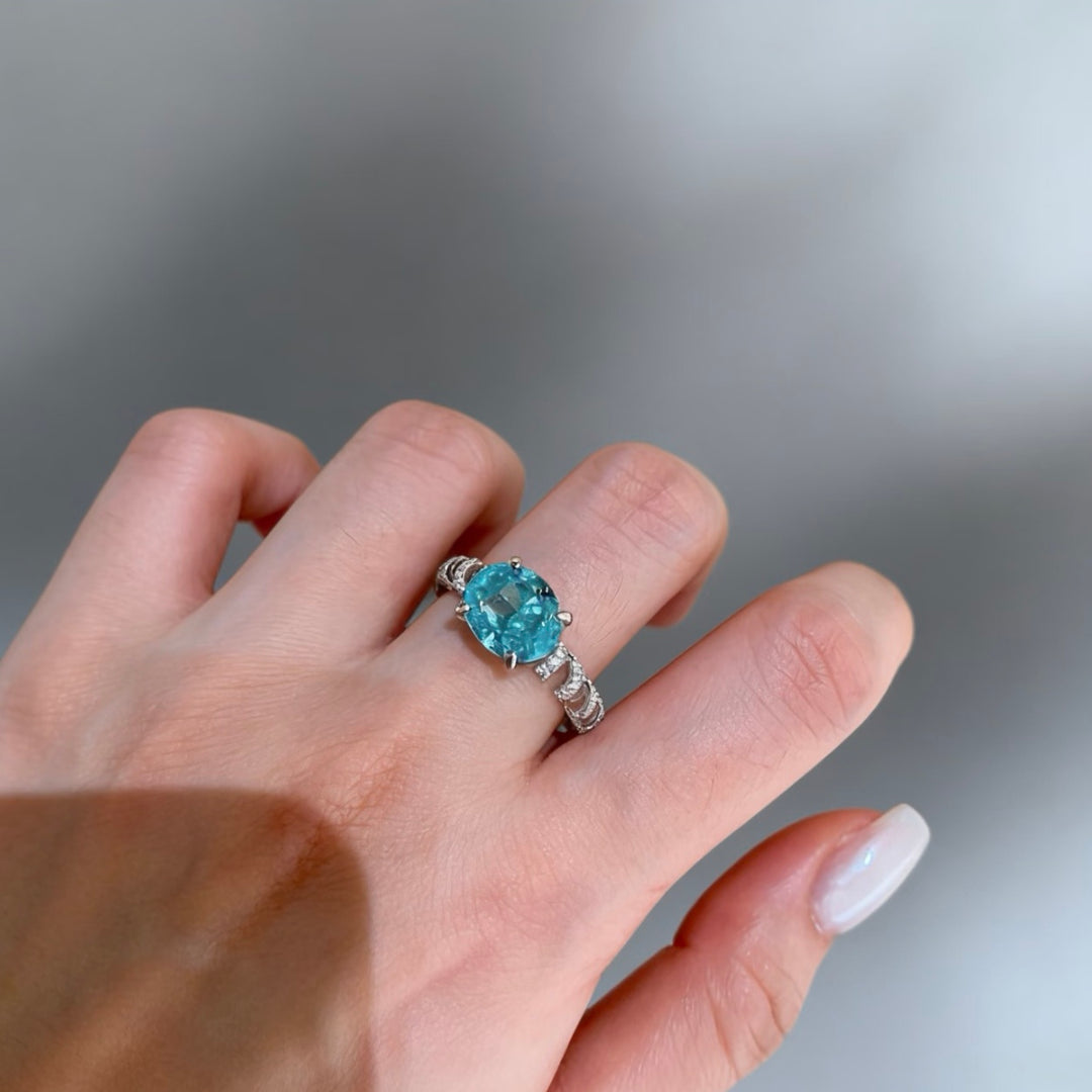 Ocean Blue Zircon Twist Ring