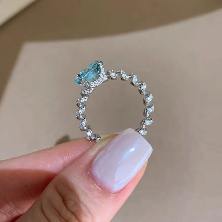 Ocean Blue Zircon Twist Ring