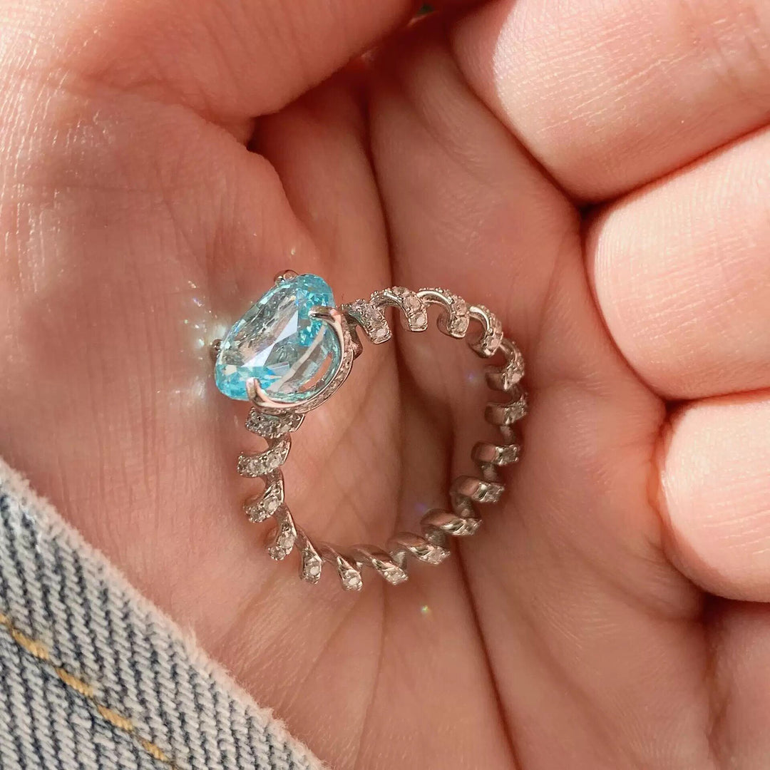 Ocean Blue Zircon Twist Ring
