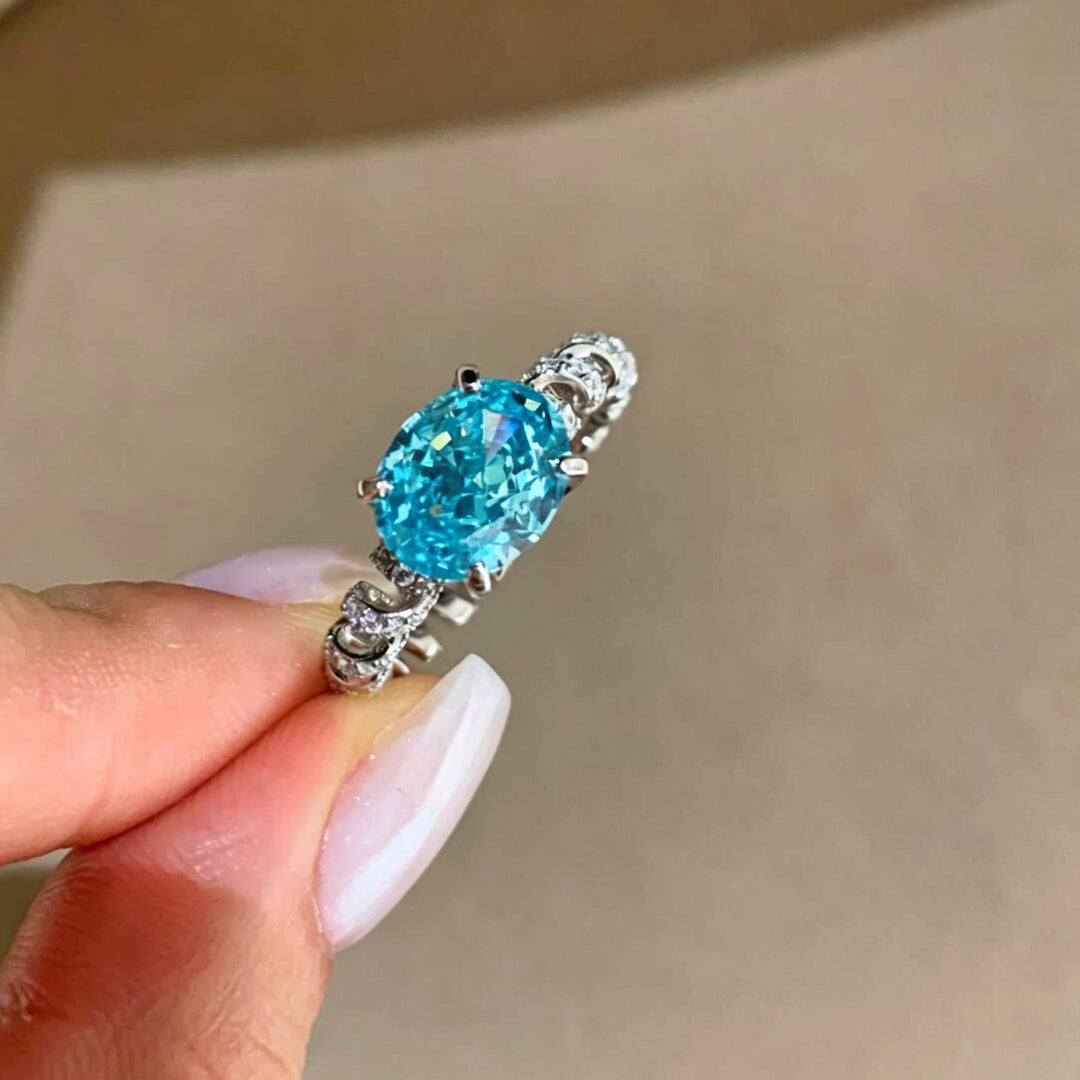 Ocean Blue Zircon Twist Ring