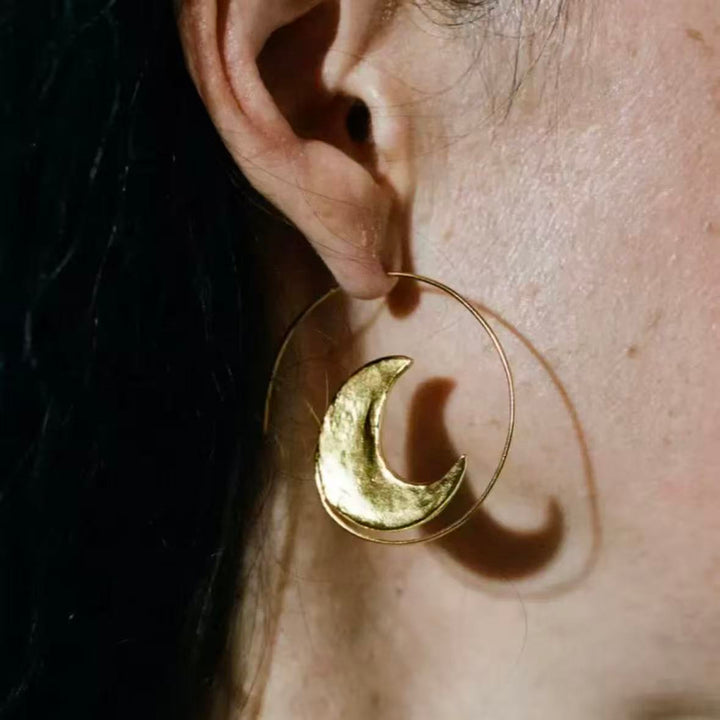 Celestial Moon  Sun Hoop Earrings